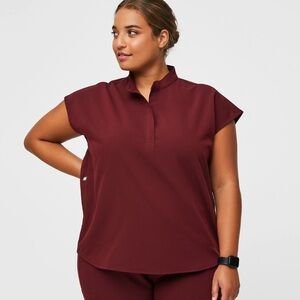 Figs Maroon Rafaela Top